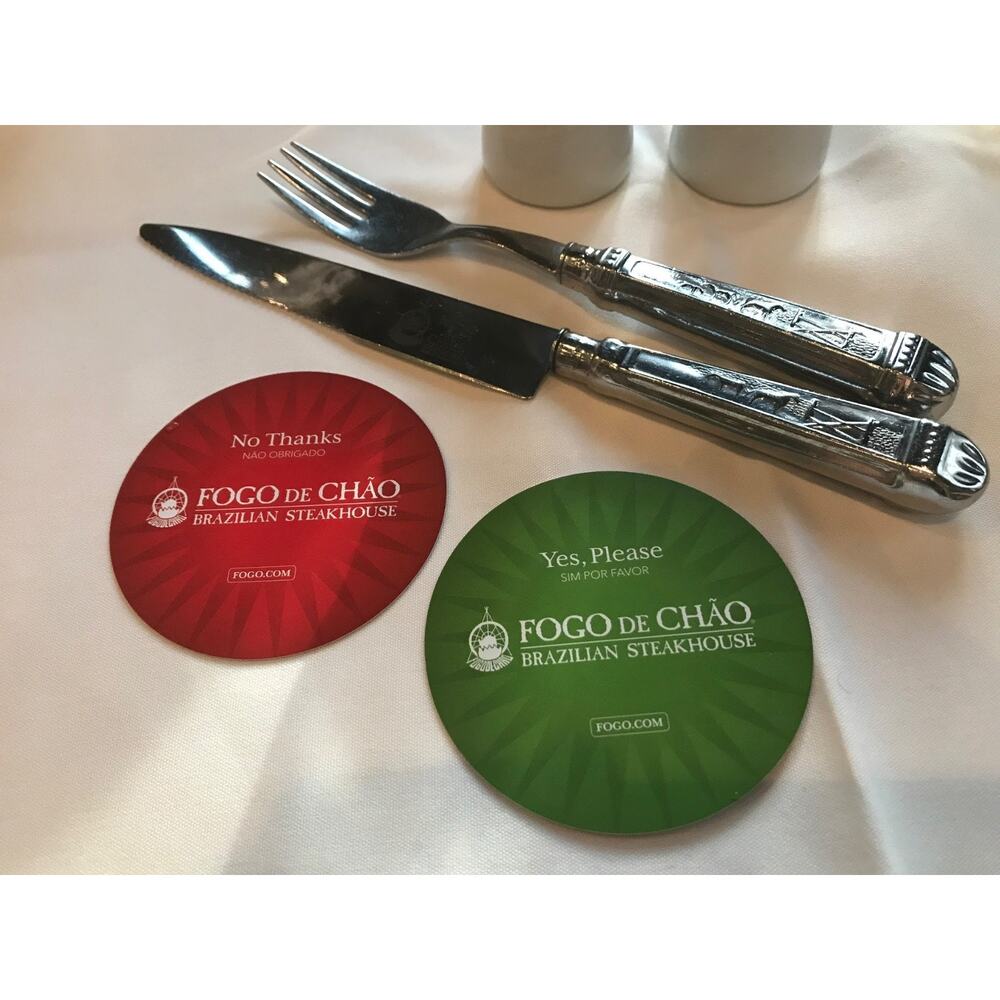 Fogo de Chao Brazilian Steakhouse Knife & Fork Set Stainless Steel Rare